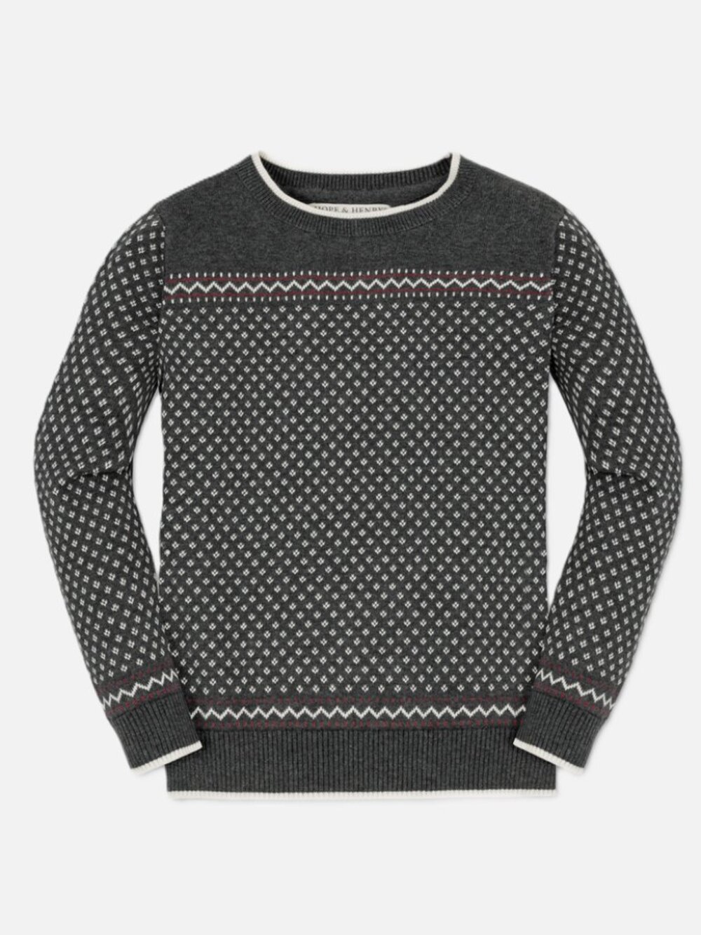 Hope & Henry Boys 100% Organic Cotton Intarsia Sweater Preppy Sustainable Size L